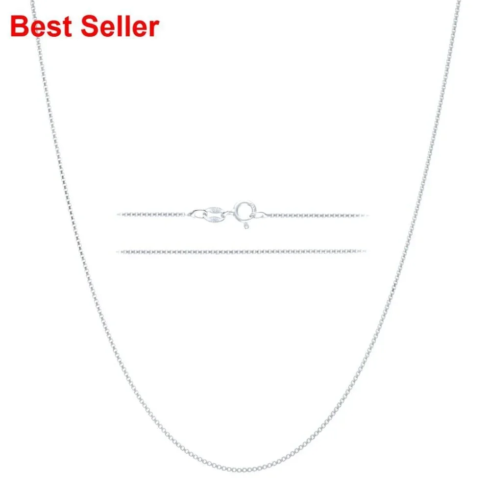 925 Sterling Silver 1mm Dainty Thin Box Chain Necklace